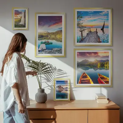 Galeria de quadros para parede com paisagens de cachoeiras e lagos