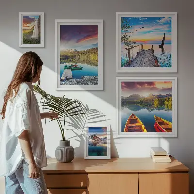 Galeria de quadros para parede com paisagens de cachoeiras e lagos