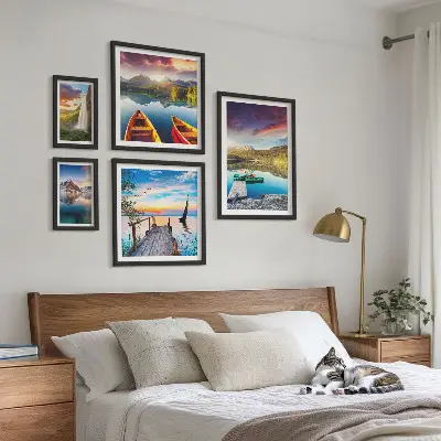 Galeria de quadros para parede com paisagens de cachoeiras e lagos