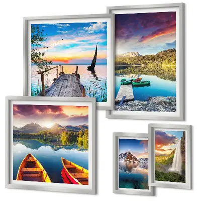 Galeria de quadros para parede com paisagens de cachoeiras e lagos