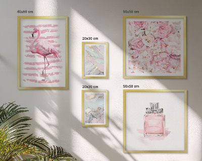 Galeria de parede Elegantes detalhes em rosa com flores de flamingo.