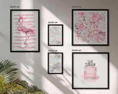 Galeria de parede Elegantes detalhes em rosa com flores de flamingo.