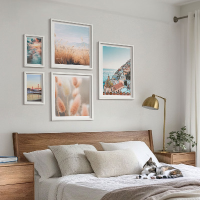Conjunto de 5 quadros com moldura Paisagens costeiras natureza
