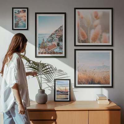 Conjunto de 5 quadros com moldura Paisagens costeiras natureza