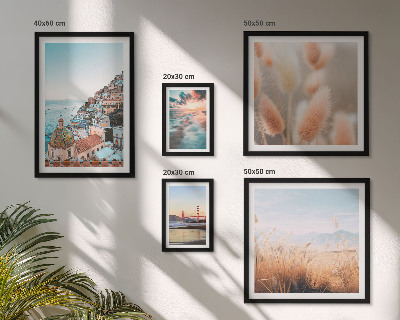 Conjunto de 5 quadros com moldura Paisagens costeiras natureza