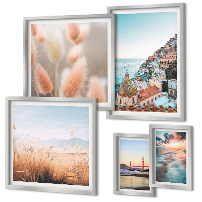 Conjunto de 5 quadros com moldura Paisagens costeiras natureza