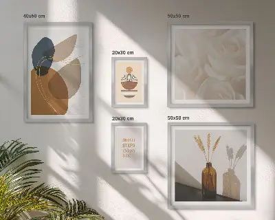 Conjunto de 5 quadros decorativos com estampas de plantas em estilo boho