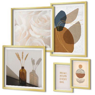 Conjunto de 5 quadros decorativos Decorações de plantas em estilo boho