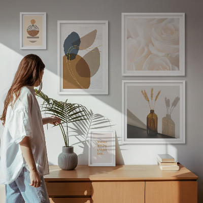 Conjunto de 5 quadros decorativos Decorações de plantas em estilo boho