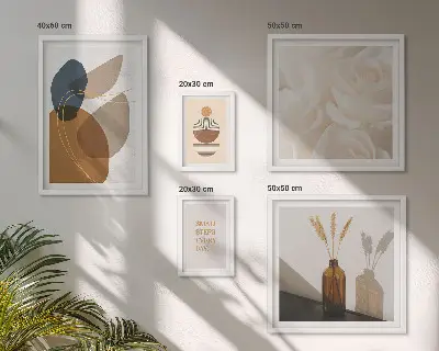 Conjunto de 5 quadros decorativos com estampas de plantas em estilo boho