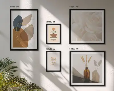 Conjunto de 5 quadros decorativos com estampas de plantas em estilo boho