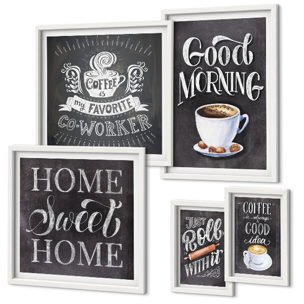 Parede galeria de quadros Inspirações rústicas para o café