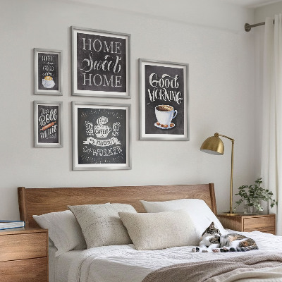 Parede galeria de quadros Inspirações rústicas para o café