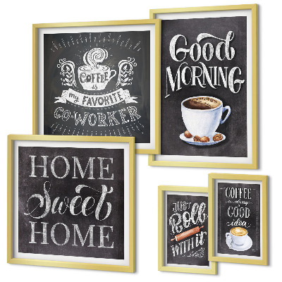 Parede galeria de quadros Inspirações rústicas para o café