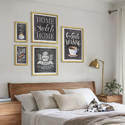 Parede galeria de quadros Inspirações rústicas para o café