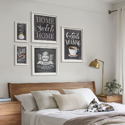 Parede galeria de quadros Inspirações rústicas para o café