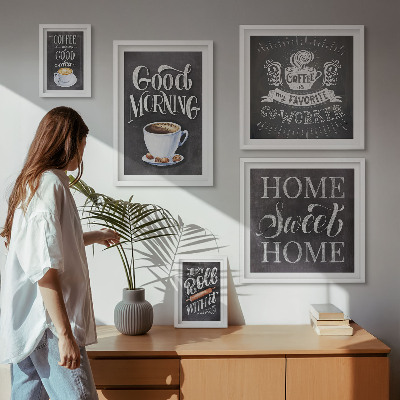 Parede galeria de quadros Inspirações rústicas para o café