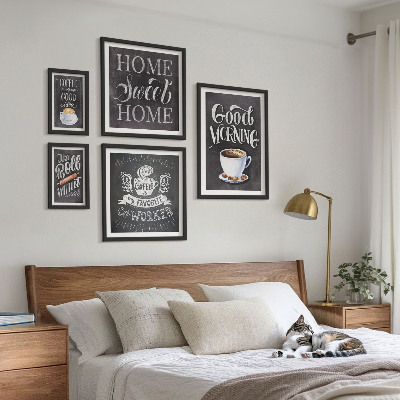 Parede galeria de quadros Inspirações rústicas para o café