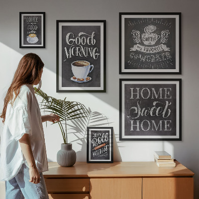 Parede galeria de quadros Inspirações rústicas para o café