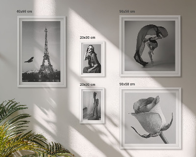 Conjunto de 5 quadros com moldura Elegante Paris em preto e branco