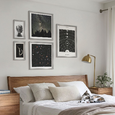 Conjunto de 5 quadros decorativos Inspirações cósmicas da galáxia