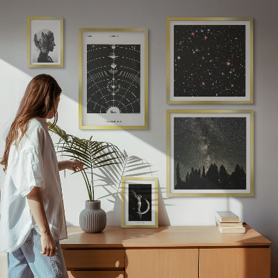 Conjunto de 5 quadros decorativos Inspirações cósmicas da galáxia