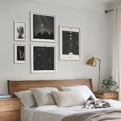 Conjunto de 5 quadros decorativos Inspirações cósmicas da galáxia