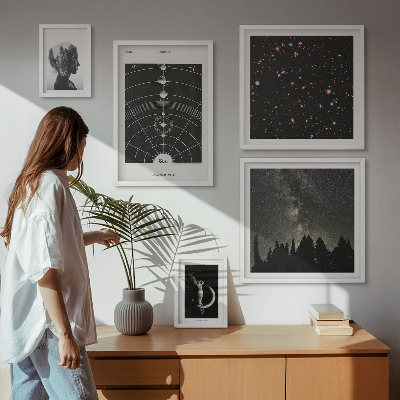 Conjunto de 5 quadros decorativos Inspirações cósmicas da galáxia