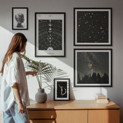 Conjunto de 5 quadros decorativos Inspirações cósmicas da galáxia