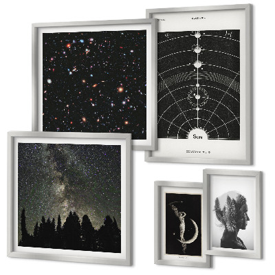 Conjunto de 5 quadros decorativos Inspirações cósmicas da galáxia