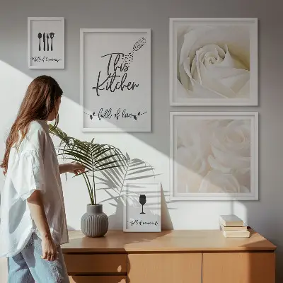 Galeria de quadros para parede decoração de cozinha com tema de plantas