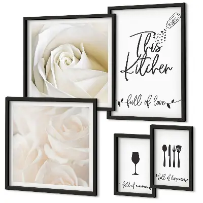 Galeria de quadros para parede decoração de cozinha com tema de plantas