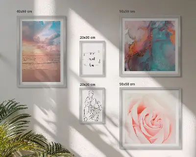 Conjunto de 5 quadros com moldura com tema de paisagens marítimas românticas