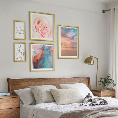 Conjunto de 5 quadros com moldura Paisagens marítimas românticas