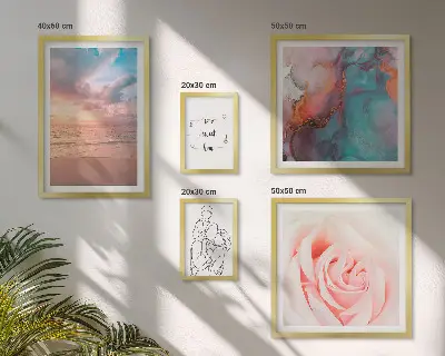 Conjunto de 5 quadros com moldura com tema de paisagens marítimas românticas