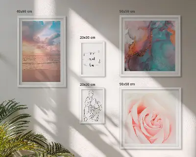 Conjunto de 5 quadros com moldura com tema de paisagens marítimas românticas
