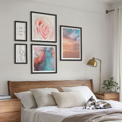 Conjunto de 5 quadros com moldura Paisagens marítimas românticas