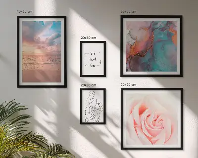 Conjunto de 5 quadros com moldura com tema de paisagens marítimas românticas
