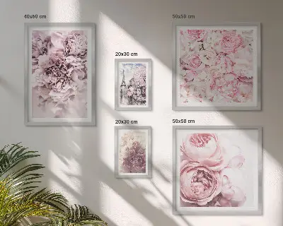 Conjunto de 5 quadros decorativos com estampas de arranjos florais vintage