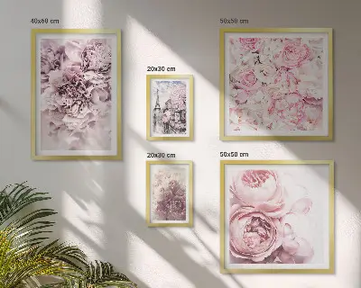 Conjunto de 5 quadros decorativos com estampas de arranjos florais vintage