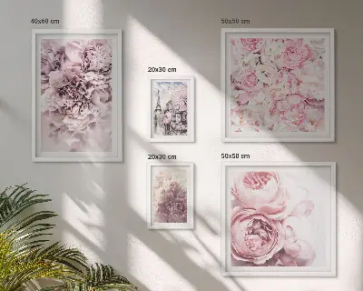 Conjunto de 5 quadros decorativos com estampas de arranjos florais vintage