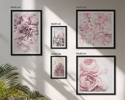 Conjunto de 5 quadros decorativos com estampas de arranjos florais vintage