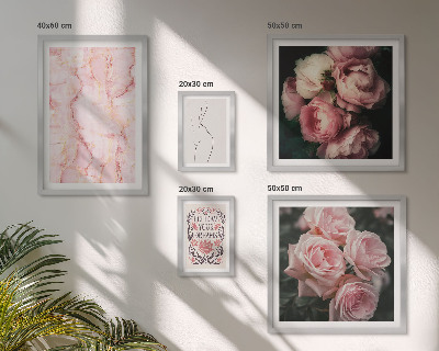 Conjunto de 5 quadros com moldura Flores rosa estilo boho