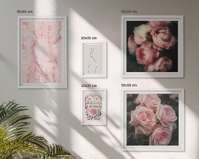 Conjunto de 5 quadros com moldura Flores rosa estilo boho