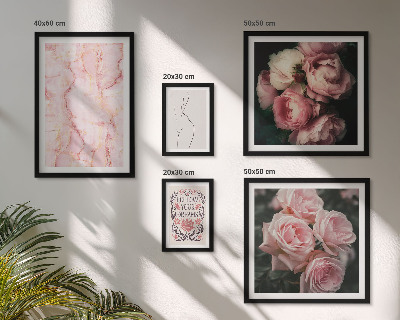 Conjunto de 5 quadros com moldura Flores rosa estilo boho