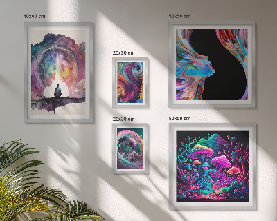 Conjunto de 5 quadros decorativos inspirações cósmicas surrealismo