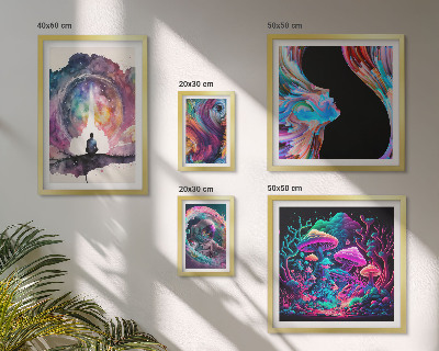 Conjunto de 5 quadros decorativos inspirações cósmicas surrealismo