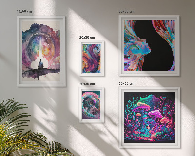Conjunto de 5 quadros decorativos inspirações cósmicas surrealismo