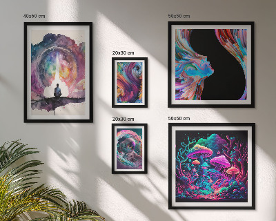 Conjunto de 5 quadros decorativos inspirações cósmicas surrealismo