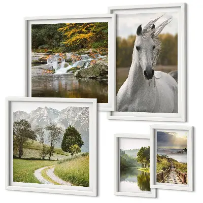 Galeria de parede paisagens com cavalos